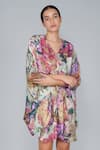 Buy Yavi Multi Color 100% Silk V Neck Printed Tunic at Aza Fashions Buy_Yavi_Multi Color 100% Silk V Neck Printed Tunic _at_Aza_Fashions