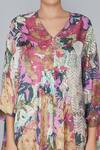 Yavi Multi Color 100% Silk V Neck Printed Tunic at Aza Fashions Yavi_Multi Color 100% Silk V Neck Printed Tunic _at_Aza_Fashions