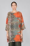 Buy Yavi Multi Color 100% Linen Round Printed Tunic at Aza Fashions Buy_Yavi_Multi Color 100% Linen Round Printed Tunic _at_Aza_Fashions