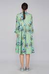 Shop_Yavi_Green 100% Cotton Spread Collar Printed Dress _at_Aza_Fashions