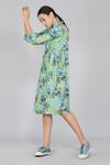 Shop_Yavi_Green 100% Cotton Spread Collar Printed Dress _Online_at_Aza_Fashions