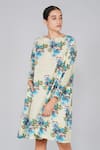 Buy Yavi White 100% Cotton Round Floral Print Dress at Aza Fashions Buy_Yavi_White 100% Cotton Round Floral Print Dress _at_Aza_Fashions