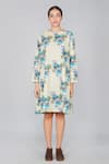 Shop_Yavi_White 100% Cotton Round Floral Print Dress _Online_at_Aza_Fashions