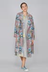 Buy Yavi Pink 100% Linen Notched Lapel Floral Print Jacket at Aza Fashions Buy_Yavi_Pink 100% Linen Notched Lapel Floral Print Jacket _at_Aza_Fashions