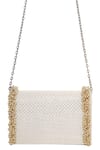 5elements White Embroidered Embellished Flap Clutch With Sling Online at Aza Fashions 5elements_White Embroidered Embellished Flap Clutch With Sling _Online_at_Aza_Fashions