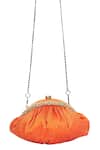 5elements_Orange Embroidery Embellished Clutch With Sling _Online_at_Aza_Fashions