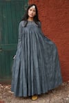 Buy_Chambray & Co._Grey Cotton Mul Round Tiered Maxi Dress _at_Aza_Fashions