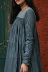 Chambray & Co._Grey Cotton Mul Round Tiered Maxi Dress _at_Aza_Fashions