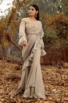 Buy_Nitya Bajaj_Grey Viscose Georgette Pre-stitched Sharara Saree With Blouse  _at_Aza_Fashions