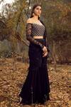 Nitya Bajaj_Black Viscose Georgette Pre-stitched Sharara Saree With Blouse_Online_at_Aza_Fashions