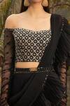 Shop_Nitya Bajaj_Black Viscose Georgette Pre-stitched Sharara Saree With Blouse_Online_at_Aza_Fashions