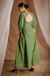 Shop_Latha Puttanna_Green Cotton Embroidery Round Pintuck Kurta And Pant Set _at_Aza_Fashions