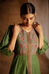 Buy_Latha Puttanna_Green Cotton Embroidery Round Pintuck Kurta And Pant Set _Online_at_Aza_Fashions