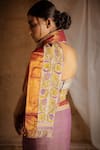 Shop_Latha Puttanna_Purple Mangalagiri Cotton Embroidery Halter Saree With Blouse  _Online_at_Aza_Fashions