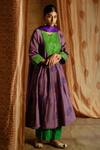 Buy_Latha Puttanna_Purple Chanderi Embroidery Round Anarkali Set _at_Aza_Fashions
