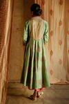 Shop_Latha Puttanna_Green Chanderi Embroidery V Neck Anarkali Set _at_Aza_Fashions