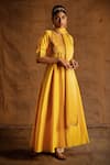Buy_LATHA PUTTANNA_Yellow Chanderi Embroidery Round Pintuck Anarkali Set _at_Aza_Fashions
