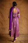 Shop_LATHA PUTTANNA_Purple Chanderi Embroidery Round Pintuck Anarkali Set _at_Aza_Fashions