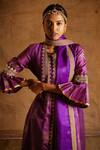 Shop_LATHA PUTTANNA_Purple Chanderi Embroidery Round Pintuck Anarkali Set _Online_at_Aza_Fashions