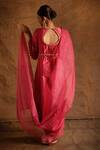 Shop_LATHA PUTTANNA_Pink Chanderi Embroidery Round Pintuck Anarkali Set _at_Aza_Fashions