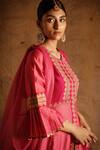 Buy_LATHA PUTTANNA_Pink Chanderi Embroidery Round Pintuck Anarkali Set _Online_at_Aza_Fashions