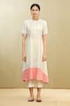 Brij_White Kora Embroidery Mandarin Collar Tunic _Online_at_Aza_Fashions