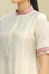 Brij_White Kora Embroidery Mandarin Collar Tunic _at_Aza_Fashions