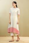 Shop_Brij_White Kora Embroidery Mandarin Collar Tunic _Online_at_Aza_Fashions