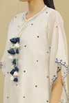 Brij_White Moonga Kota Doriya Embroidery Round Asymmetric Kaftan Tunic  _at_Aza_Fashions