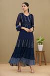 Buy_Nazaakat By Samara Singh_Blue Georgette Round Embroidered Kurta _at_Aza_Fashions