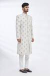 Arihant Rai Sinha_White Silk Sherwani Set_Online_at_Aza_Fashions