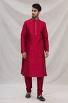 Buy_Arihant Rai Sinha_Maroon Silk Embroidery Kurta Set_at_Aza_Fashions