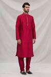 Arihant Rai Sinha_Maroon Silk Embroidery Kurta Set_Online_at_Aza_Fashions