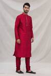 Buy_Arihant Rai Sinha_Maroon Silk Embroidery Kurta Set_Online_at_Aza_Fashions