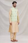 Arihant Rai Sinha_Green Silk Bundi And Kurta Set_Online_at_Aza_Fashions