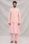 Arihant Rai Sinha_Peach Silk Bundi And Kurta Set_Online_at_Aza_Fashions