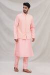 Buy_Arihant Rai Sinha_Peach Silk Bundi And Kurta Set_Online_at_Aza_Fashions