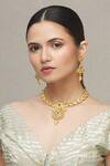 Buy_Nayaab By Aleezeh_Gold Plated Stone Pendant Necklace Set_at_Aza_Fashions