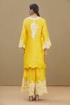 Shop_Surabhi Arya_Yellow Kurta And Palazzo Chanderi Dupatta Chiffon Embroidery Round Set _at_Aza_Fashions