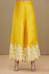 Surabhi Arya_Yellow Kurta And Palazzo Chanderi Dupatta Chiffon Embroidery Round Set _at_Aza_Fashions