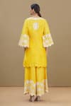 Shop_Surabhi Arya_Yellow Round Chanderi Embroidered Kurta Set_at_Aza_Fashions