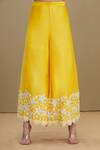 Surabhi Arya_Yellow Round Chanderi Embroidered Kurta Set_at_Aza_Fashions