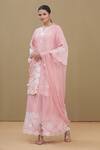 Buy_Surabhi Arya_Pink Round Chanderi Embroidered Kurta Set_at_Aza_Fashions