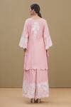 Shop_Surabhi Arya_Pink Round Chanderi Embroidered Kurta Set_at_Aza_Fashions