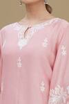 Surabhi Arya_Pink Round Chanderi Embroidered Kurta Set_at_Aza_Fashions