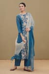 Buy_Surabhi Arya_Blue Chanderi Dupatta Chiffon Round Kurta Set _at_Aza_Fashions