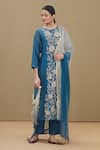 Buy_Surabhi Arya_Blue Chanderi Dupatta Chiffon Round Kurta Set _Online_at_Aza_Fashions