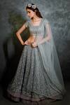 Shop COUTURE BY NIHARIKA Purple Organza, Net Round Embroidered Bridal Lehenga Set at Aza Fashions Shop_COUTURE BY NIHARIKA_Purple Organza, Net Round Embroidered Bridal Lehenga Set _at_Aza_Fashions