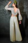 Shop_COUTURE BY NIHARIKA_White Net V Neck Embroidered Jumpsuit _at_Aza_Fashions