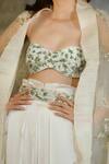 COUTURE BY NIHARIKA_White Organza, Hammer Satin Blousesweetheart Embroidered Cape And Pant Set _Online_at_Aza_Fashions